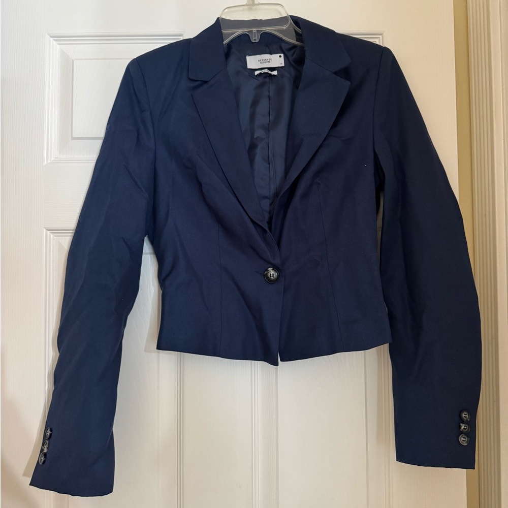 Reserved Blue Blazer Structured Suit Jacket